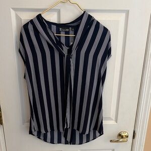 7th avenue NY & Co. Navy & White Striped Tie-Front Blouse NWT  size small